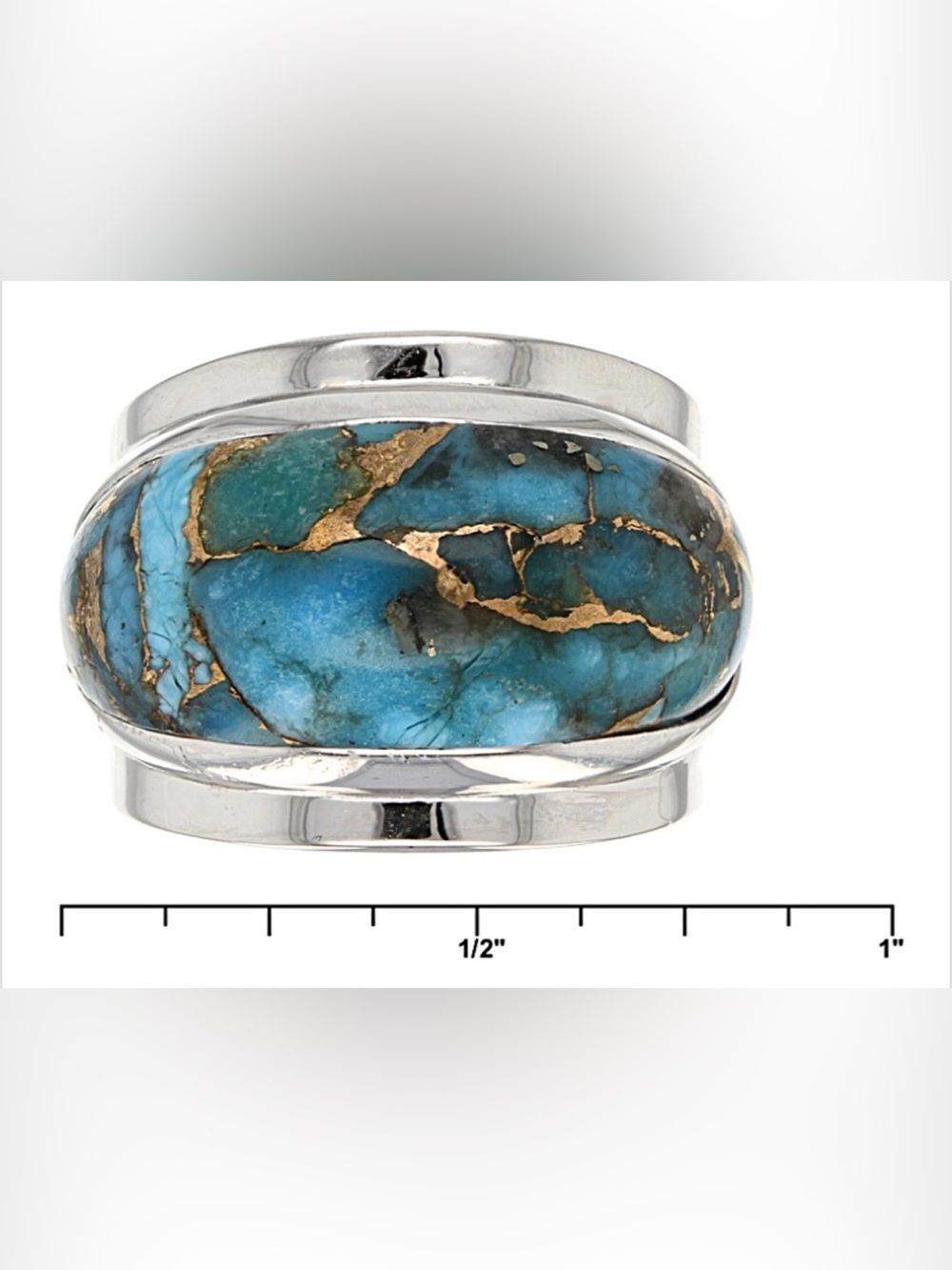Turquoise Kingman Sterling Silver Ring Size 7 - Picture 8 of 8